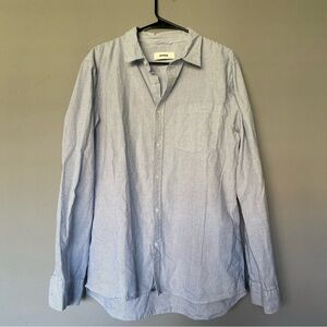 Buck Mason Men’s Long Sleeve Shirt Blue Striped Size L